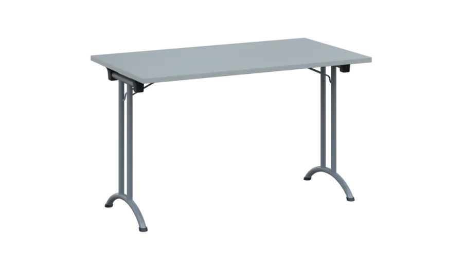 SLA 125 lak skládací jednací stůl 1250x700, deska 25 mm, podnož stříbrný lak, deska šedá